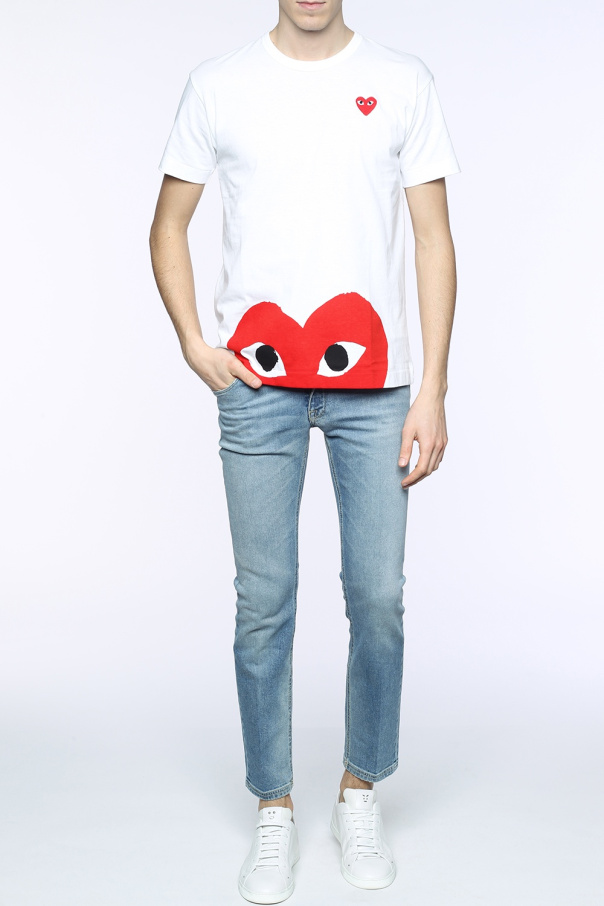 Tシャツ・カットソー PLAY COMME des GARCONS Printed T-shirt and logo patch White Printed T-shirt with patch Comme des Garçons Play